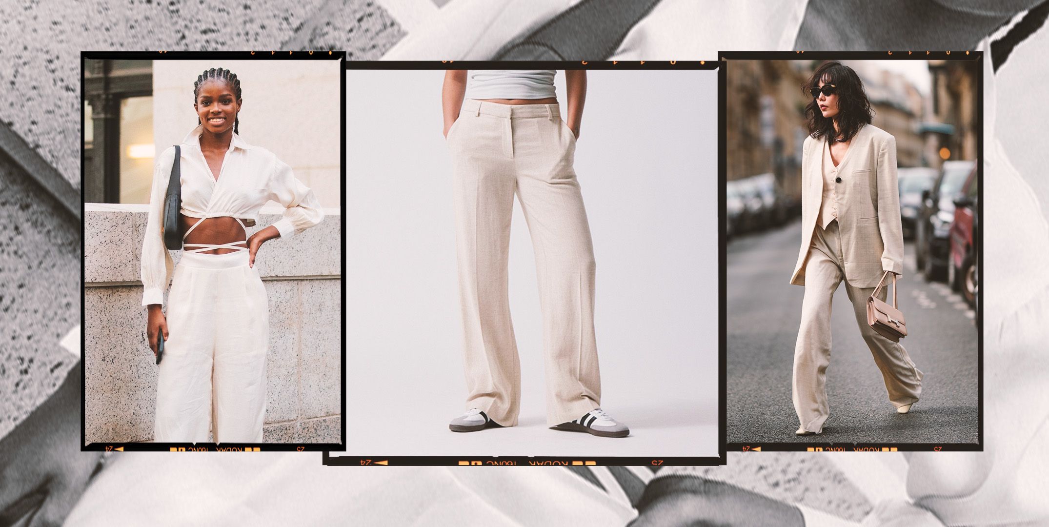 L'AGENCE - Livvy Linen-Blend Straight Leg Trouser in Slate Blue Pinstripe